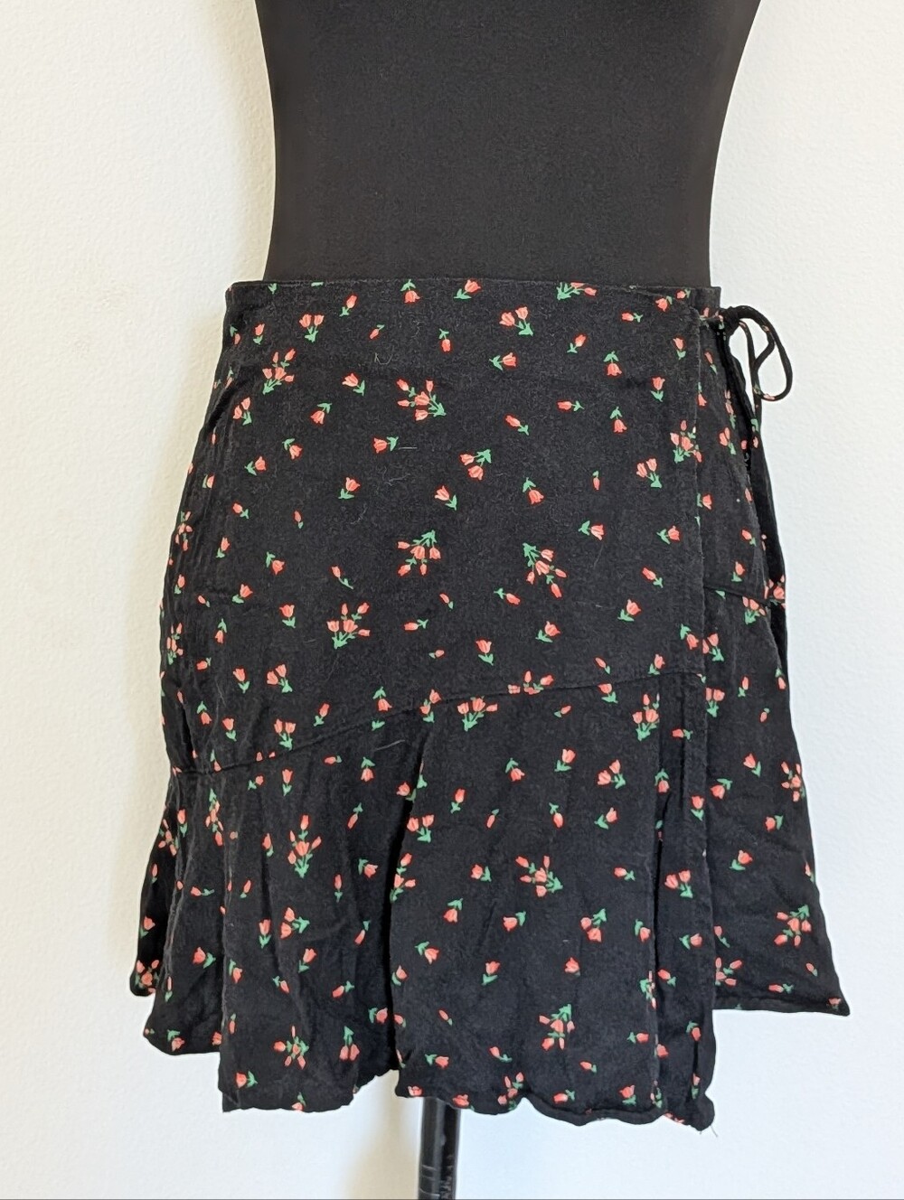 Urban Outfitters Black Floral Wrap Skirt